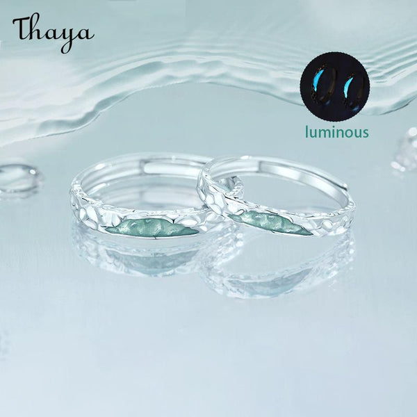 Thaya S925 Silver Luminous Enamel Textured Couple Rings