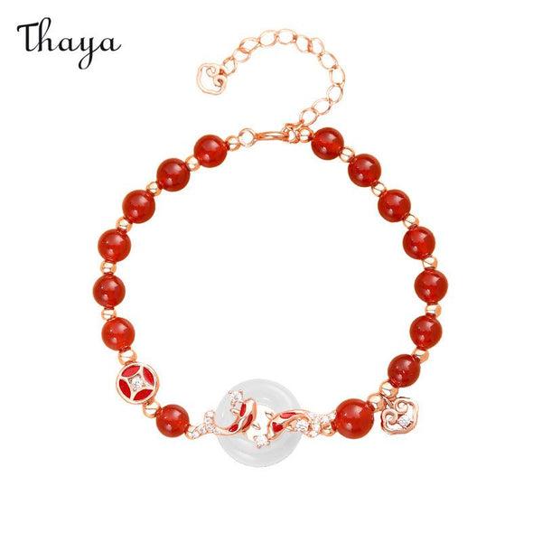 Thaya 925 Silber Glück &amp; Weiß Chalcedon Peace Buckle Koi Schmuckset