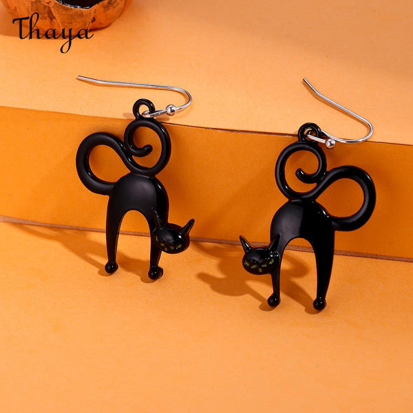 Thaya  Halloween Halloween Cartoon Cute Black Cat Earrings