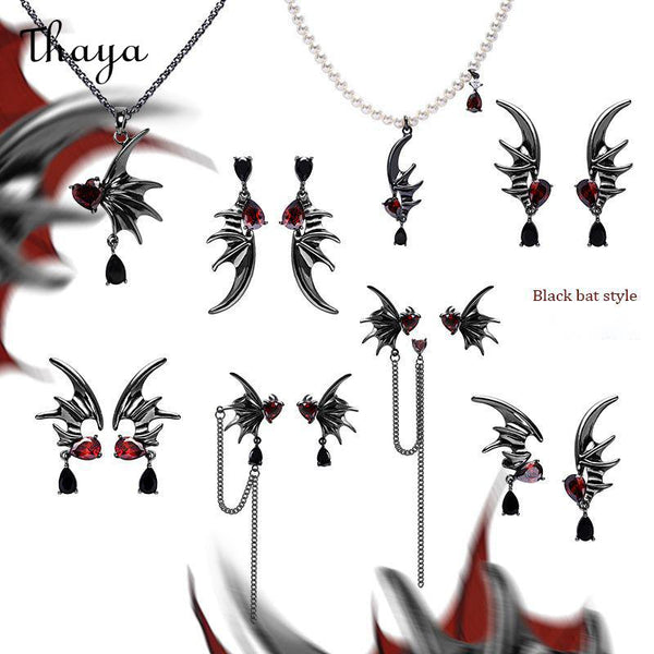 Thaya Black Bat  Wings Earrings