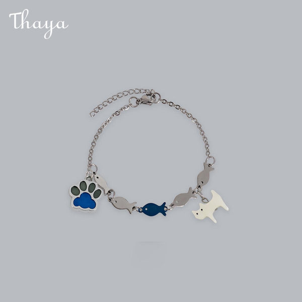 Thaya Cute Cat & Fish Bracelet