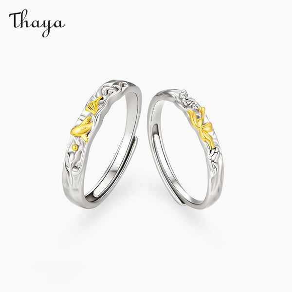 Thaya S999 Silver Koi Carp Couple Rings