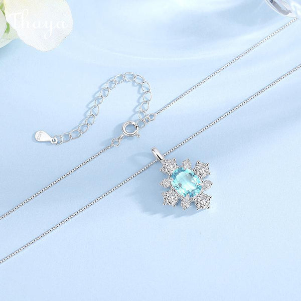 Thaya S925 Silver Natural Topaz Snowflake Necklace