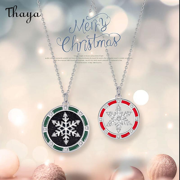 Thaya S925 Silver Christmas Snowflake Couple Necklace