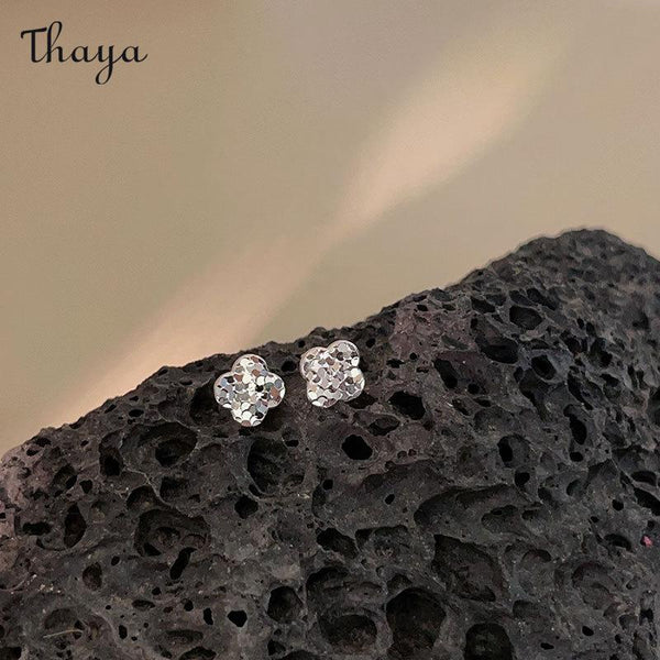 Thaya 925 Silver Four-leaf  Clover Crushed Ice  Stud Earring