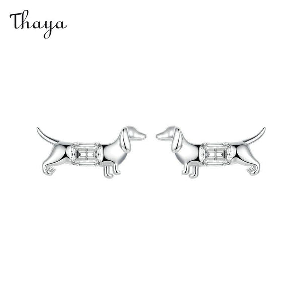 Thaya 925 Silber Niedliche Dackel Ohrringe