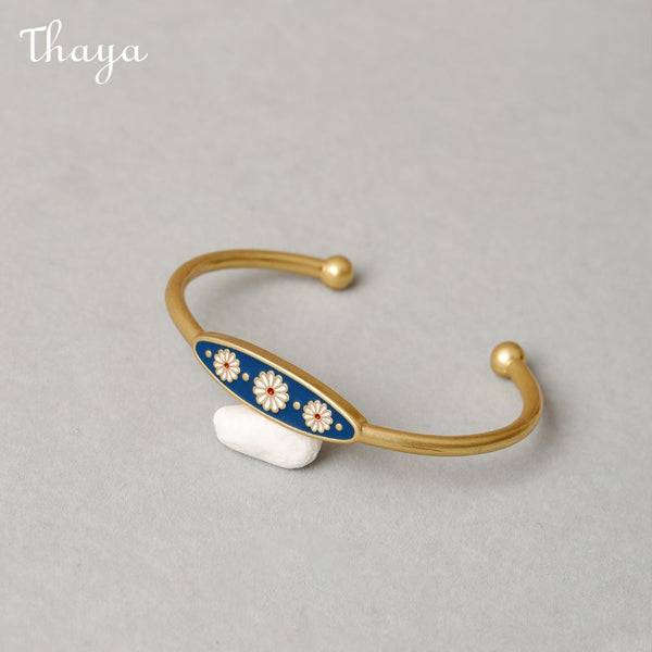 Thaya Floral Cuff Bangle Bracelet
