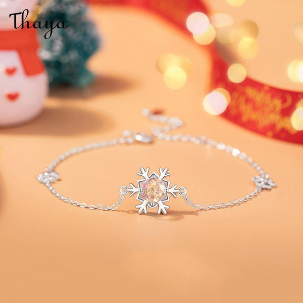 Thaya S925 Silver Snowflake Glazed Stone Bracelet