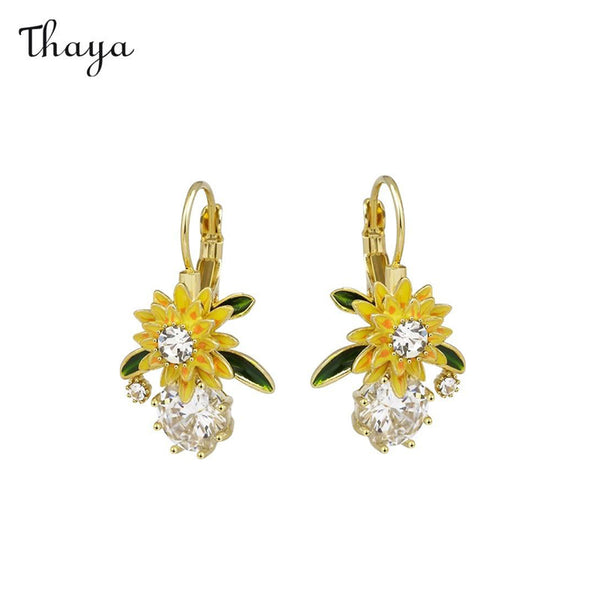 Thaya Sunflower Flower Earrings