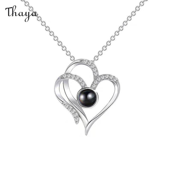 Thaya Personalized Double Heart Photo Necklace