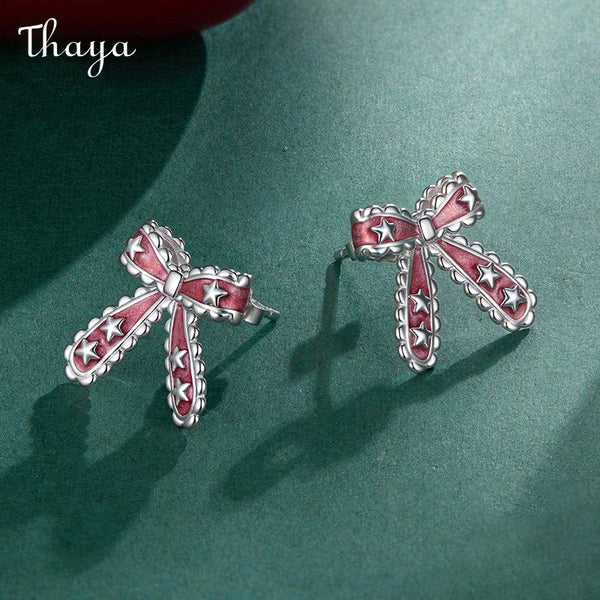 Thaya S925 Silver Christmas Bow Earrings