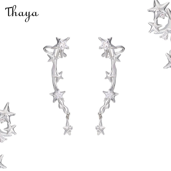 Thaya Starry Sky  Liquid Metal Star Zirconia Earrings Clip
