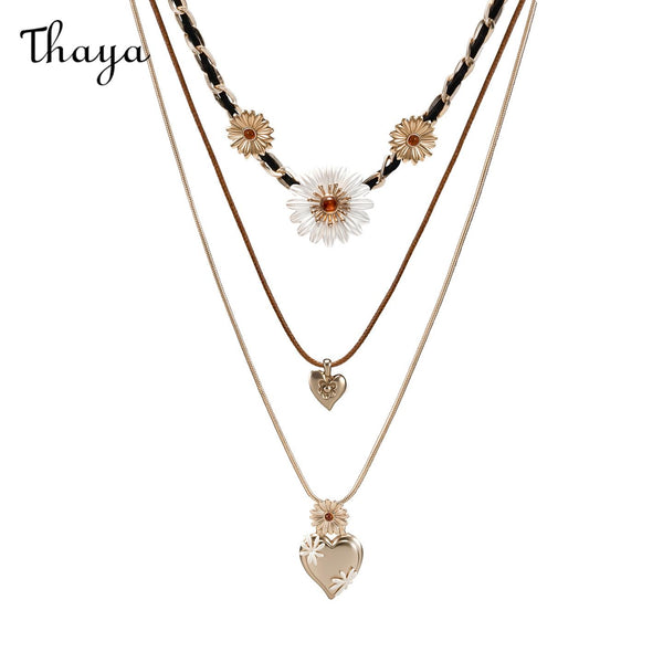 Thaya Daisy Double-layer  Leather Necklace