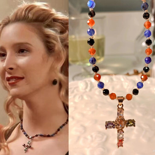 Thaya Beaded Cross Pendant Necklace