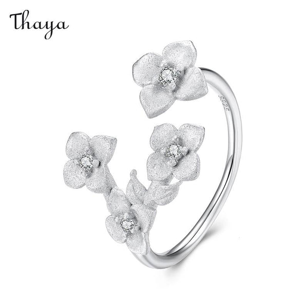 Thaya 925 Silver Elegant Frosted Spring Flowers Ring