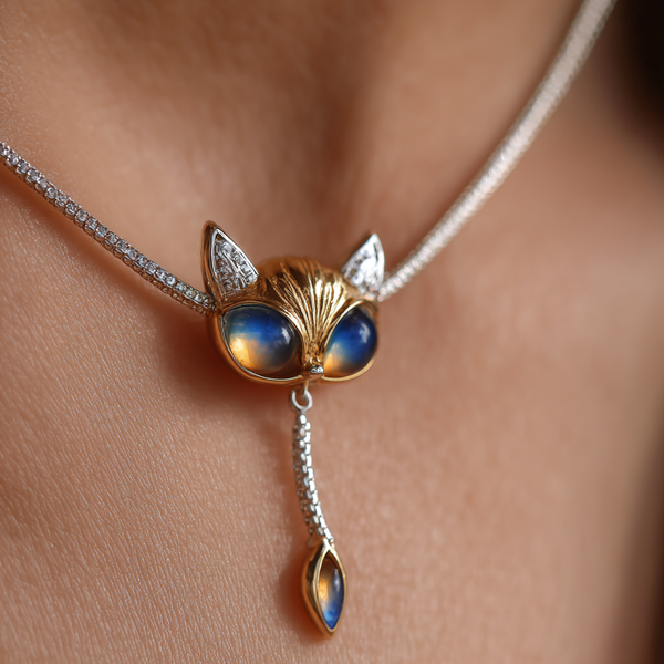 Thaya Colorful Crystal Eyes Cat Necklace Pandent
