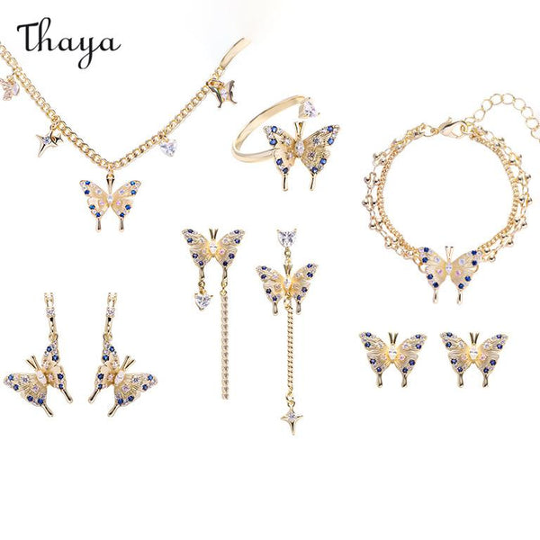 Thaya Golden Butterfly Jewelry Set