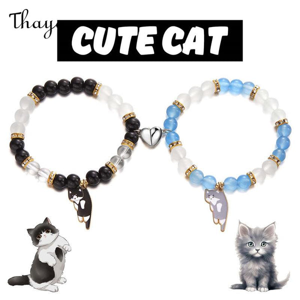 Thaya Cat Couple Matching Magnetic Bracelets