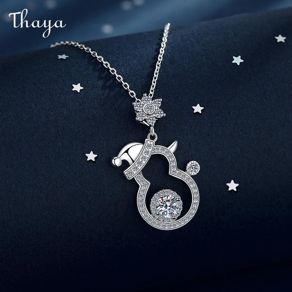 Thaya S925 Silver Christmas  Little Snowman Necklace