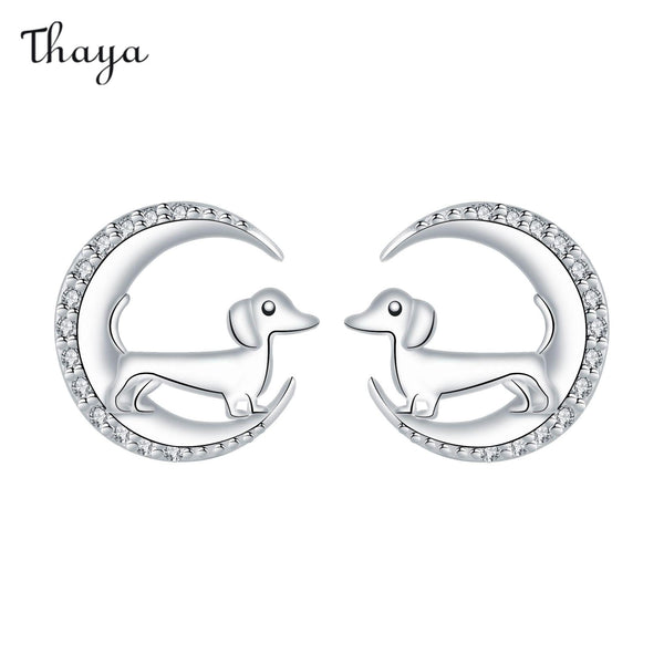 Thaya  Crescent Moon Dog Earrings