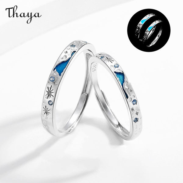 Thaya S925 Silver Romantic Starry Sea Couple Rings