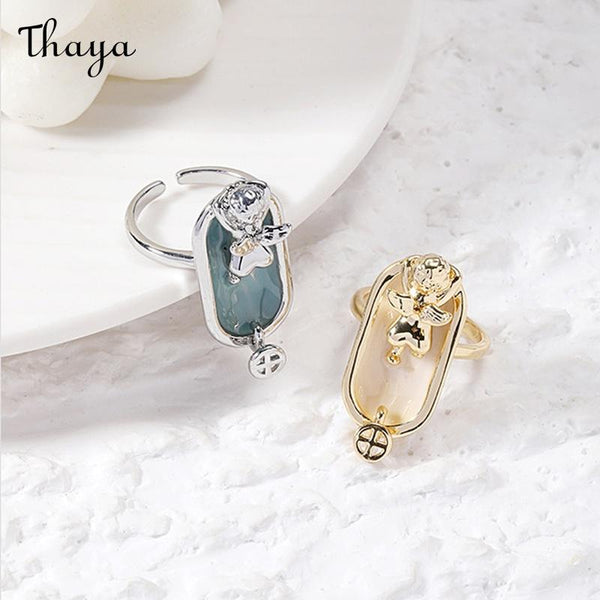 Thaya Distinctive Angel Oil Drop Artistic Retro Ring