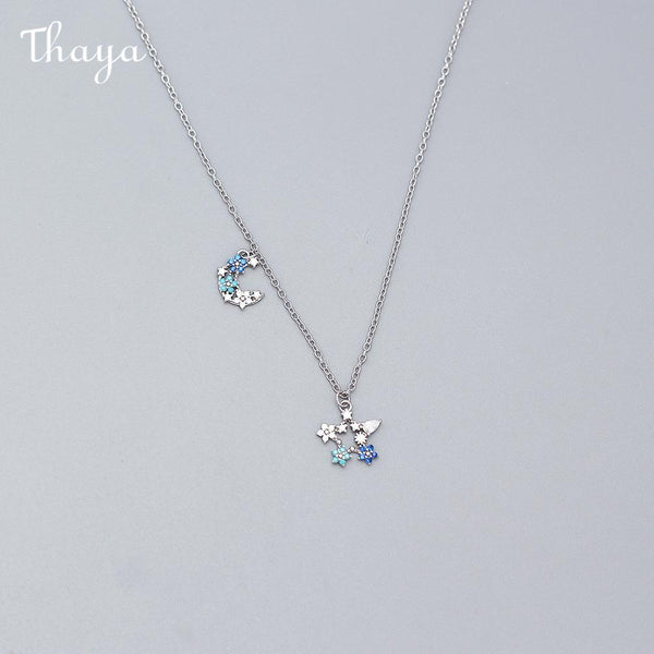 Thaya S925 Silver Moon & Star Necklace