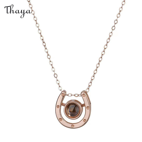 Thaya Personalized Horseshoe Photo Necklace