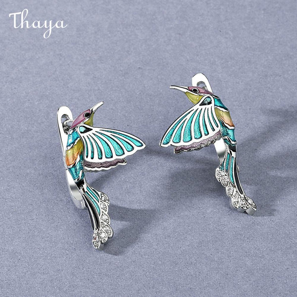 Thaya Enamel Hummingbird Dangle Earrings