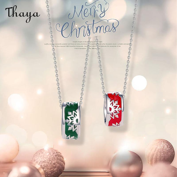 Thaya S925 Silver  Enamel Clavicle Chain Christmas  Snowflake Couple  Necklace