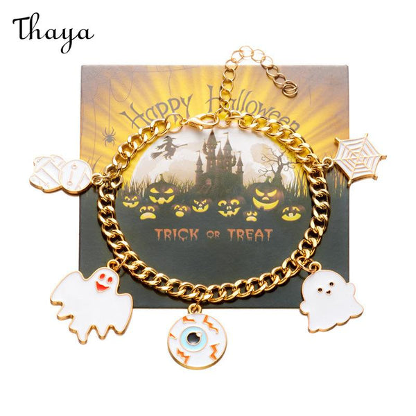 Thaya Halloween Charm Pumpkin Head Ghost Bracelet