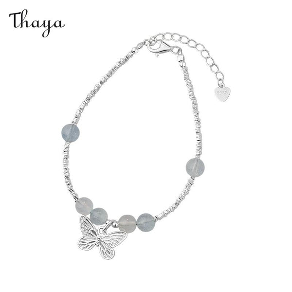 Bracelet papillon en perles bleues en argent 925 Thaya