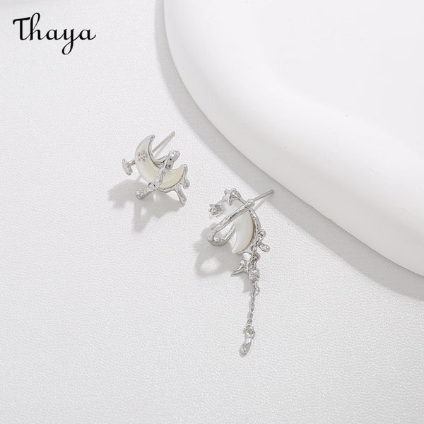 Thaya S925 Silver Moon and Star Earrings