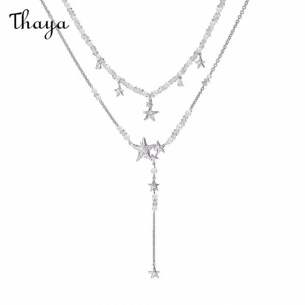 Thaya Star Imprisonment Beaded Tassel Star Double-Layer Collar Necklace