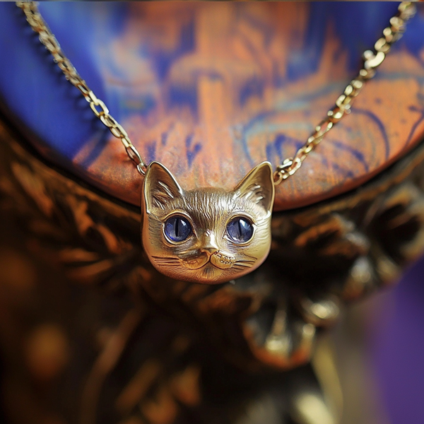 Thaya Purple Crystal Eyes Cat Stylish Necklace Pendant