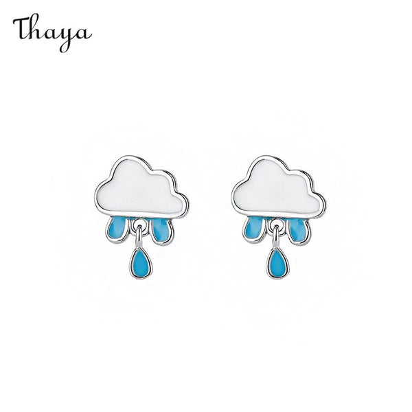Thaya 999 Silber Verträumte Regentropfen-Wolken-Ohrringe