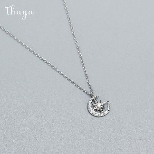 Thaya S925 Silver Moon & Star Necklace