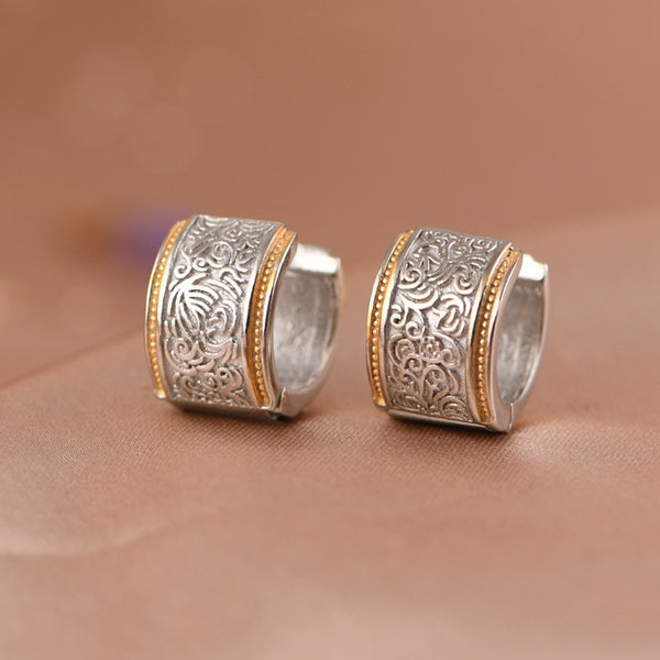 Thaya S925 Silver Patterned Hoop Earrings