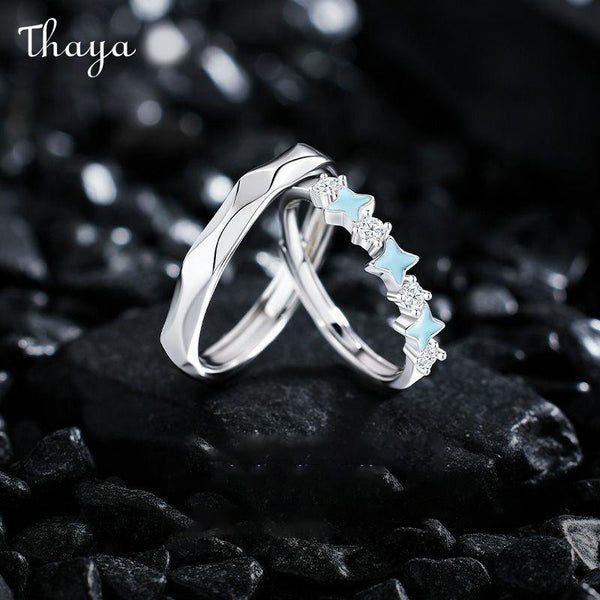 Thaya S925 Silver Luminous Starry Night Couple Rings