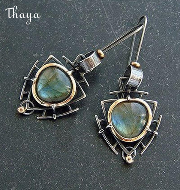 Thaya Labradorite Geometric Drop Earrings