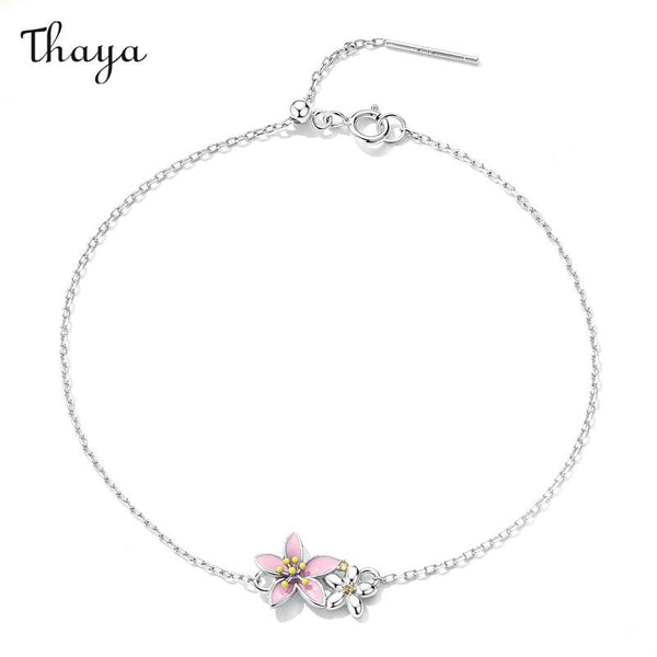 Thaya 925 Silver Pink Aesthetic Cherry Blossom Bracelet