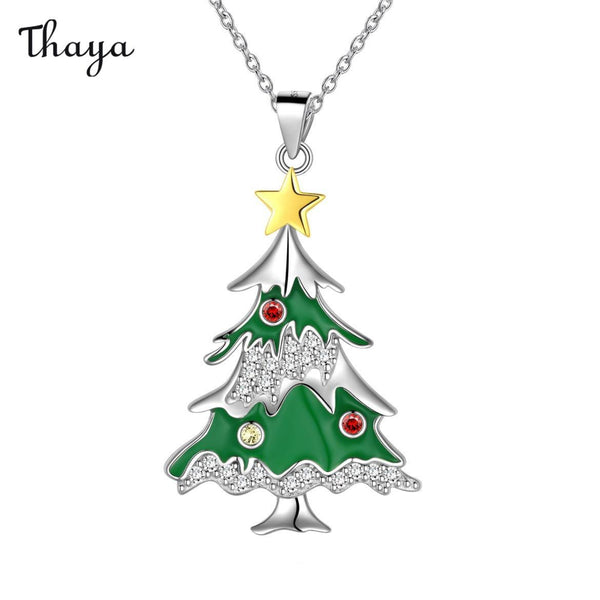 Thaya Sparkling Christmas Tree Necklace