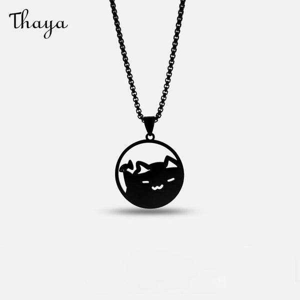 Thaya Funny Faith Cat Holding Fish Necklace