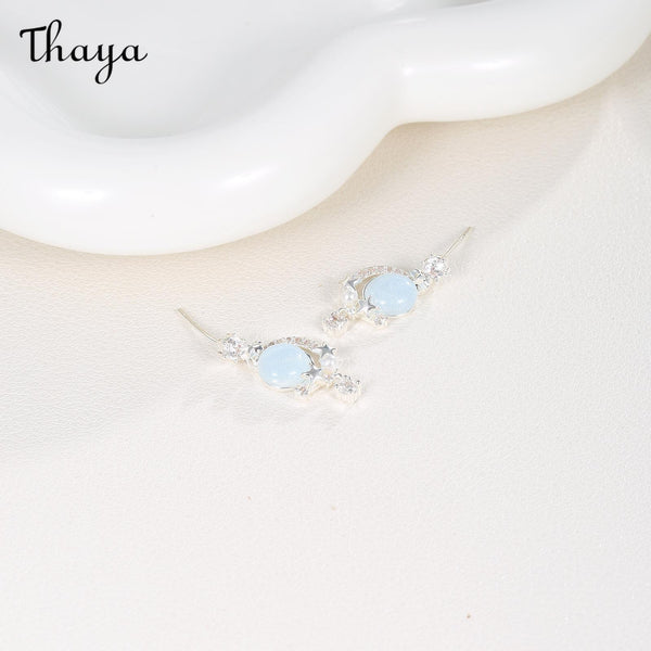 Thaya S925 Silver Moon and Star Earrings