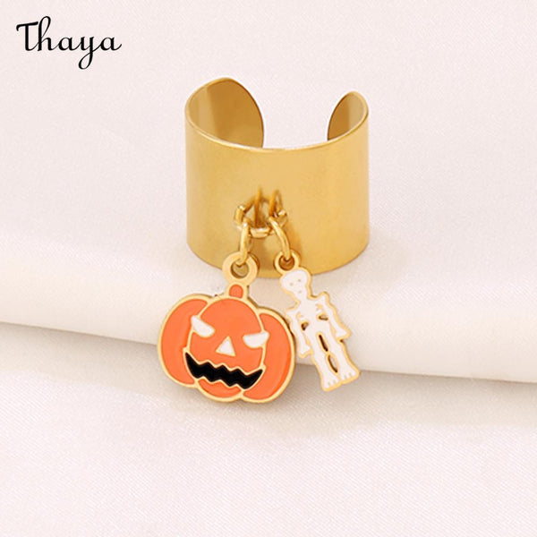 Thaya Halloween Charm Adjustable Cuff Rings
