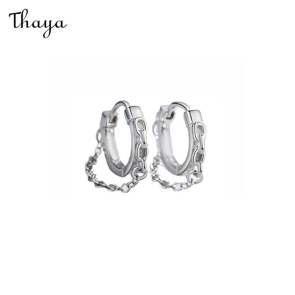 Thaya 925 Silver Chain Hoop Earrings