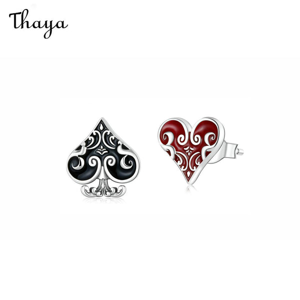 Thaya 925 Silver Vintage Heart Stud Earrings