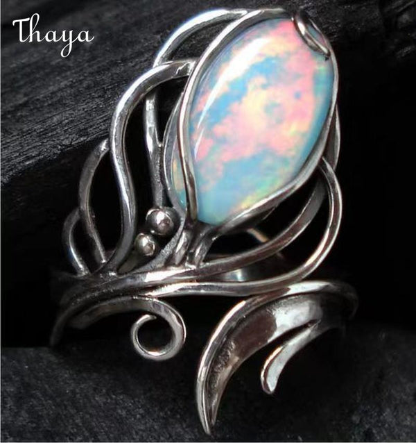 Thaya Retro Exaggerated  Opal Leaf  Ring