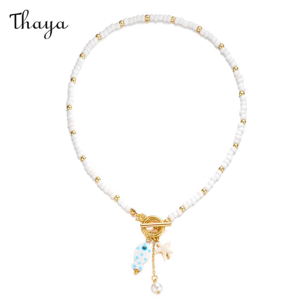 Thaya Beaded Necklace with Fish Pendant