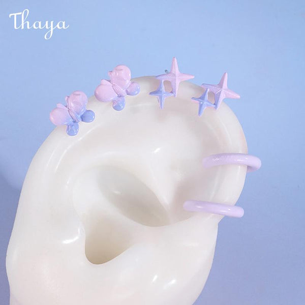 Thaya Gradient Star Butterfly Ear Stud Set